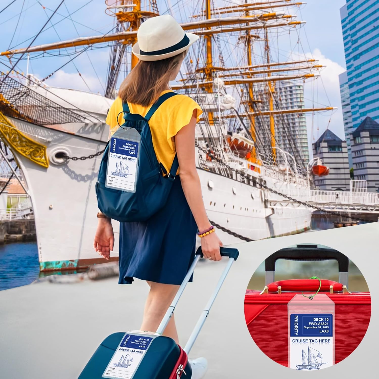 10Pack Luggage Tags for Cruise Ships - Compatible with Carnival, Costa, NCL, Princess, MSC - Steel Loops, Cruise Tags Holders - Image 2