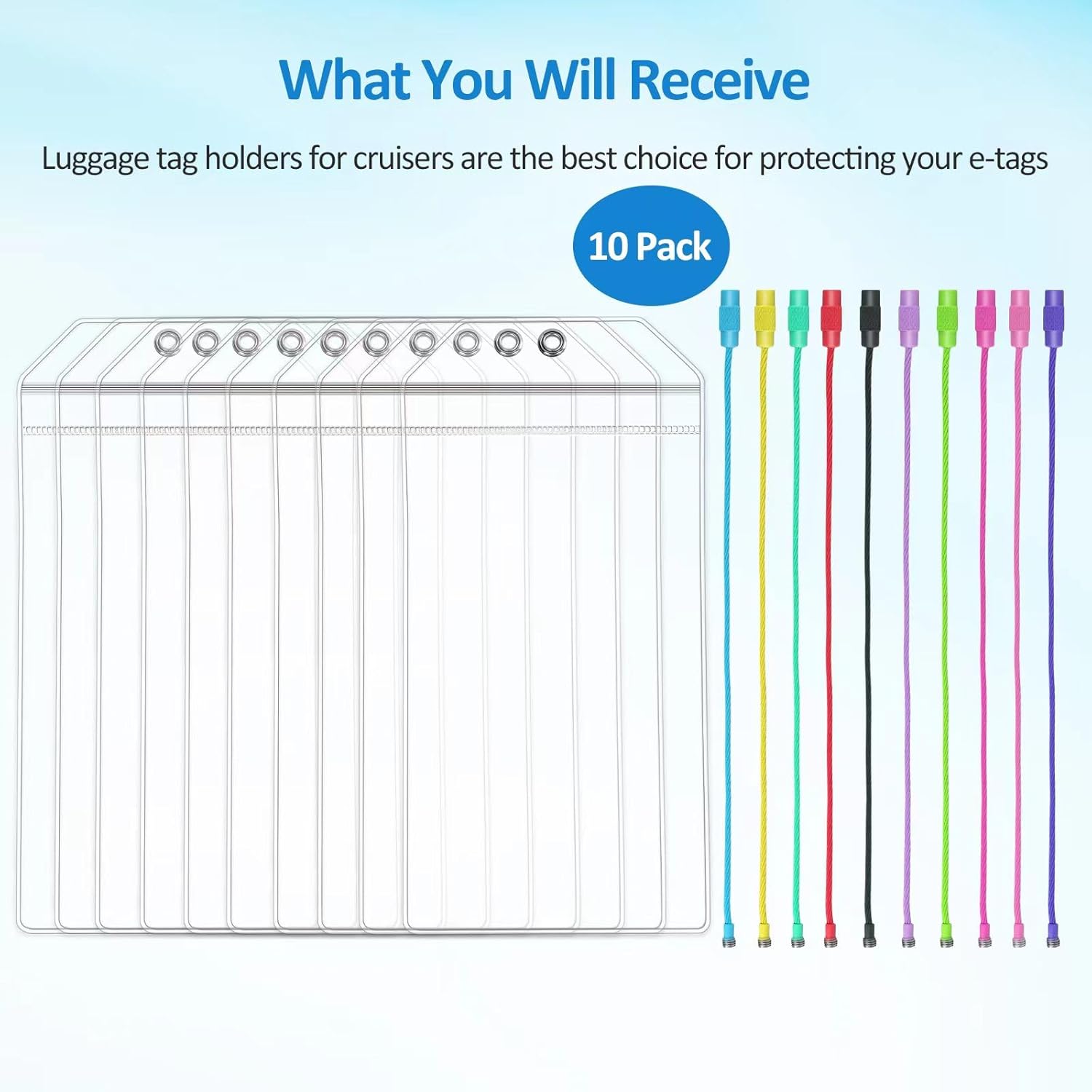 10Pack Luggage Tags for Cruise Ships - Compatible with Carnival, Costa, NCL, Princess, MSC - Steel Loops, Cruise Tags Holders - Image 7