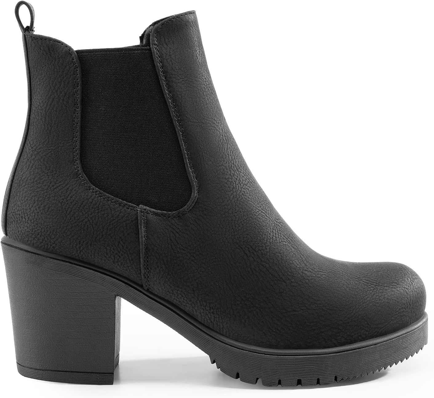 Women's High Chunky Heel Chelsea Ankle Boots Slip On Elastic Fall Heeld Booties Shoes - Image 2