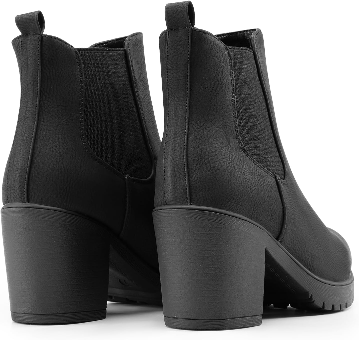 Women's High Chunky Heel Chelsea Ankle Boots Slip On Elastic Fall Heeld Booties Shoes - Image 4