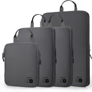 EPICKA 4 Set Ultra-Lightweight Compression Packing Cubes - Water Resistant Durable Travel Organizers Bags, Expandable Travel Accessories for Carry on, Luggage, Suitcase, Backpack (Dark Grey)
