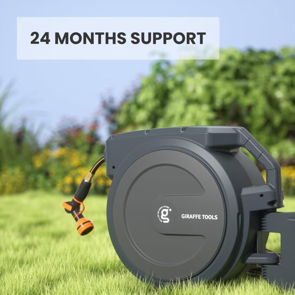 Giraffe Tools AW30 1/2MB Retractable Garden Hose Reel 1/2" x 100 ft PRO Metal Bracket, Heavy Duty, Any Length Lock Hose Reel, 100 ft, Dark Grey - Image 6